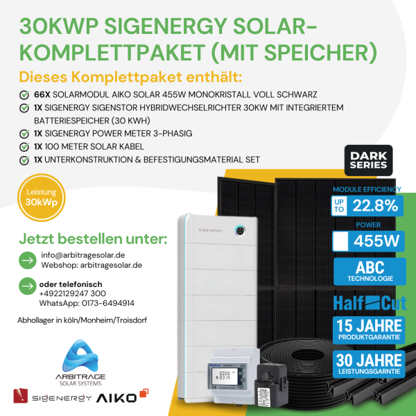 PV Komplettanlage (Sigenergy) (30 kWp mit Speicher)