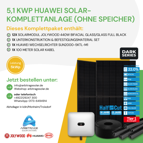 PV Komplettanlage (Huawei) (5.1 kWp ohne Speicher)