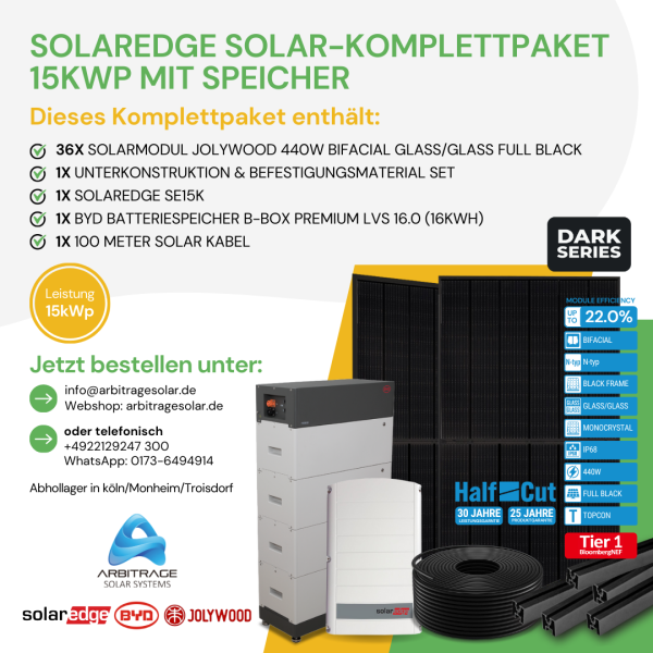 PV Komplettanlage (Solaredge) (15 kWp mit Speicher)