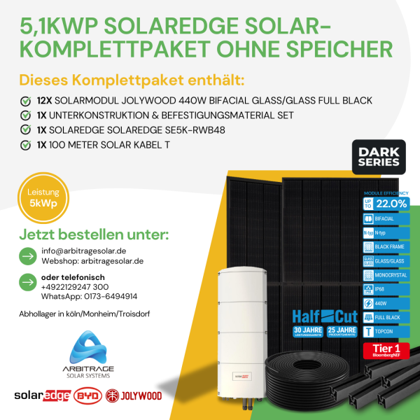 PV Komplettanlage (Solaredge) (5.1 kWp ohne Speicher)