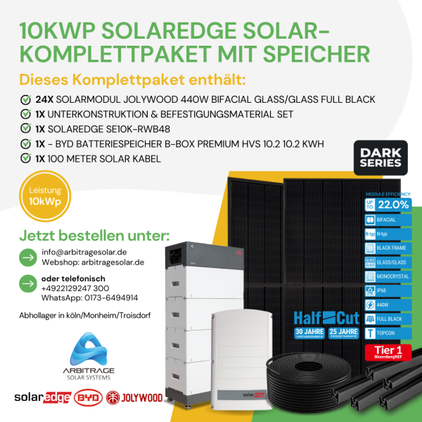 PV Komplettanlage (Solaredge) (10 kWp mit Speicher)