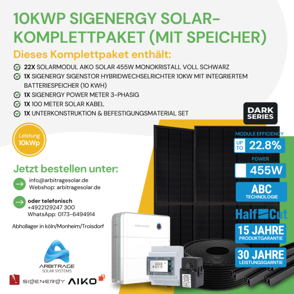 PV Komplettanlage (Sigenergy) (10 kWp mit Speicher)