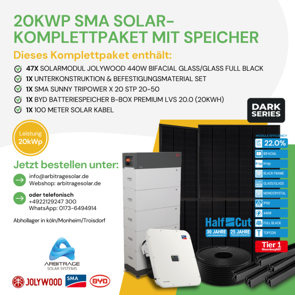 PV Komplettanlage (SMA) (20 kWp mit Speicher)