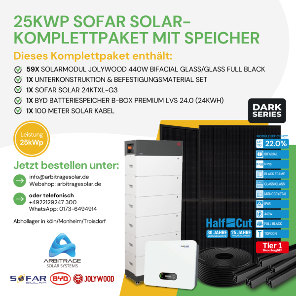 PV Komplettanlage (Sofar) (25 kWp mit Speicher)