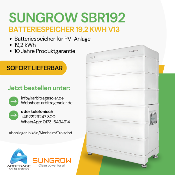 Sungrow SBR192 Batteriespeicher 19,2 kWh v13