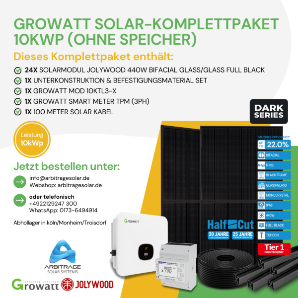 PV Komplettanlage (Growatt) (10 kWp ohne Speicher)