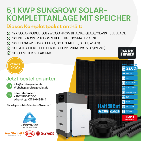 PV Komplettanlage (Sungrow) (5.1 kWp ohne Speicher)