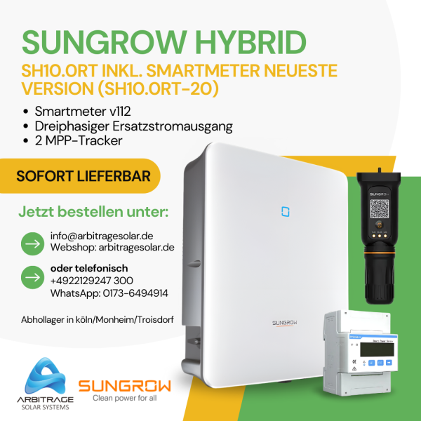 Sungrow Hybrid SH10.0RT inkl. Smartmeter neueste Version (SH10.0RT-20)